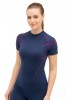 Koszulka termoaktywna damska Brubeck Dry SS13690 jeansowy/fioletowy