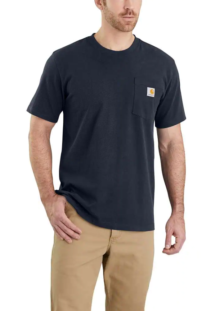 Koszulka męska T-shirt Carhartt Heavyweight Pocket K87 412 granatowy
