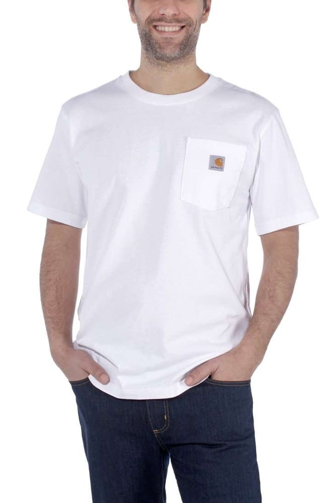 Koszulka męska T-shirt Carhartt Heavyweight Pocket K87 100 biały