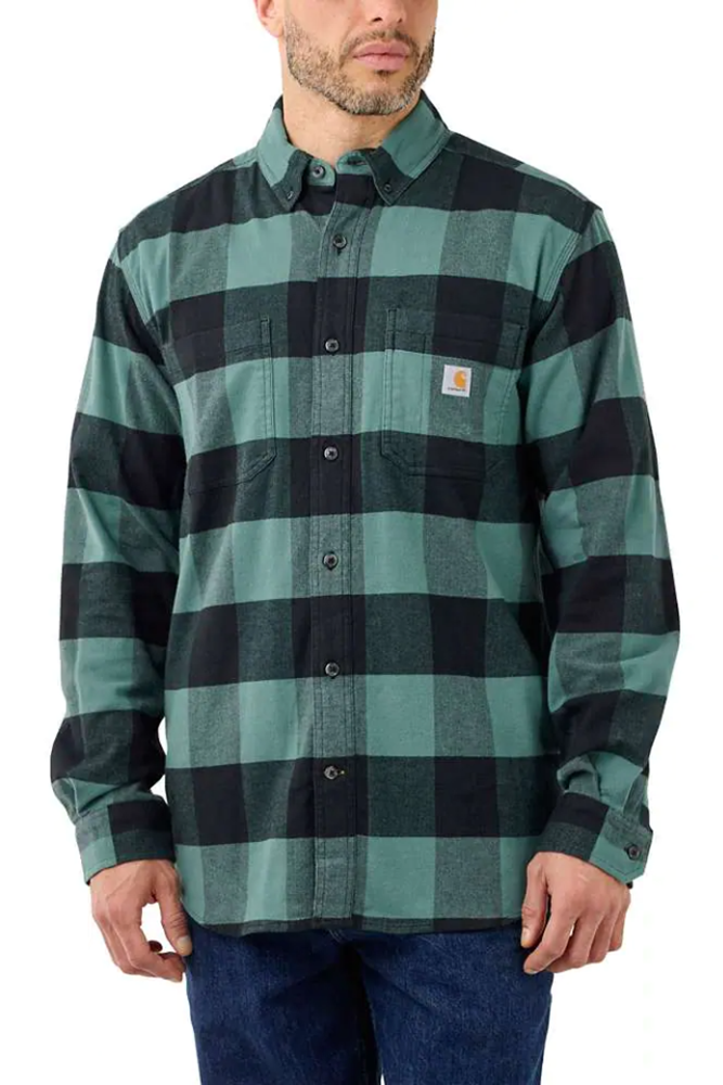 Koszula flanelowa w kratę Carhartt Midweight L/S Plaid Shirt L04 Slate Green