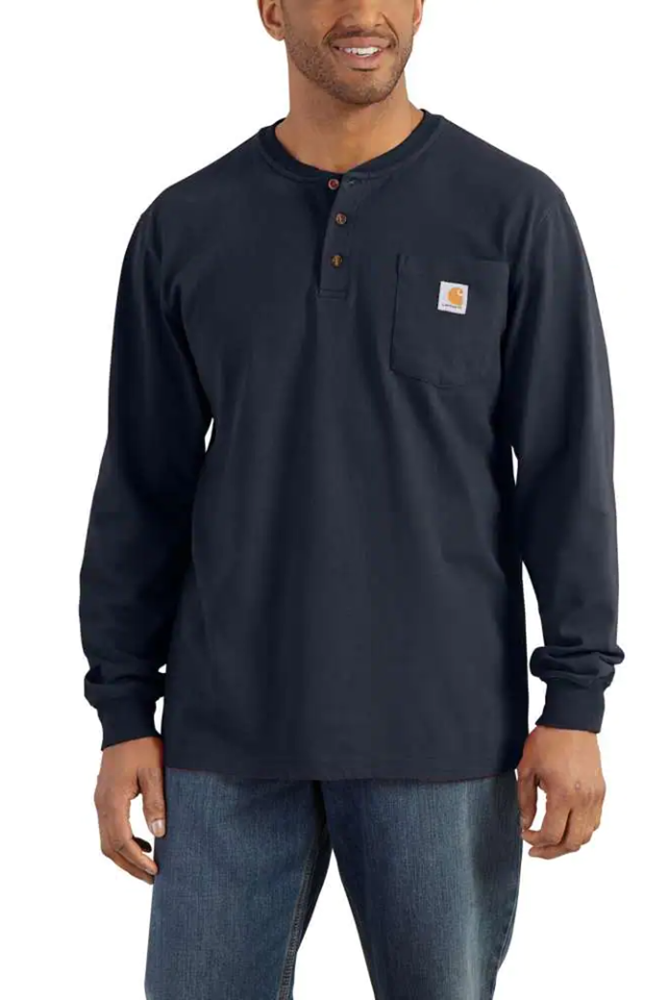Koszulka męska z długim rękawem Carhartt Pocket Henley L/S NVY granatowy