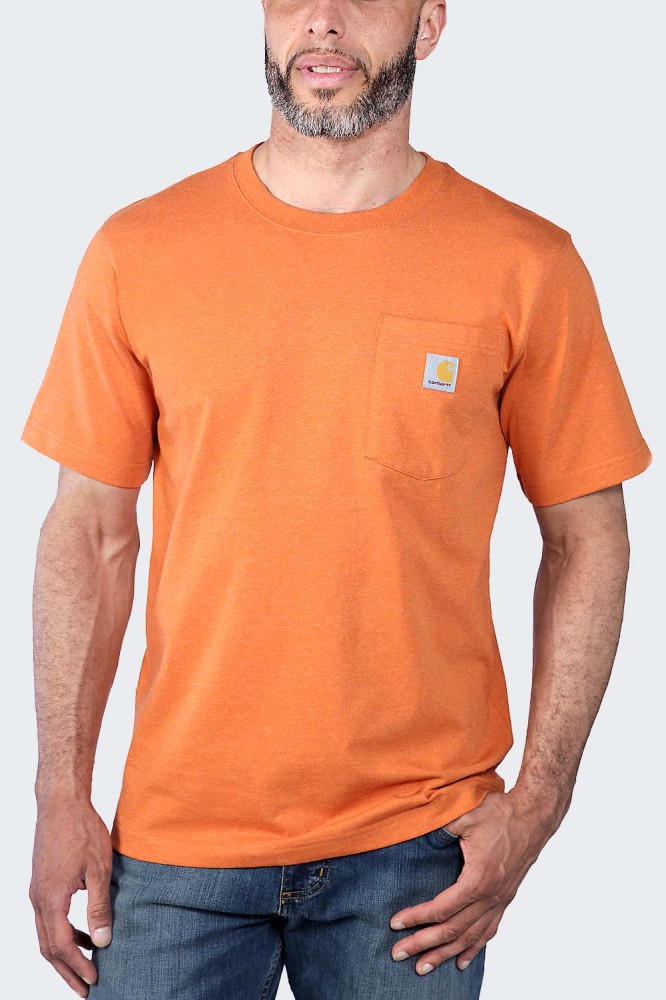Koszulka męska T-shirt Carhartt Heavyweight Pocket K87 Q66 Marmalade Heather