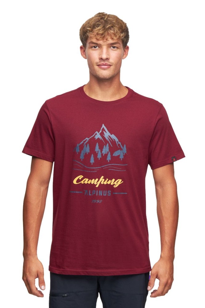 Koszulka męska T-shirt Alpinus Polaris II bordowy ciemny