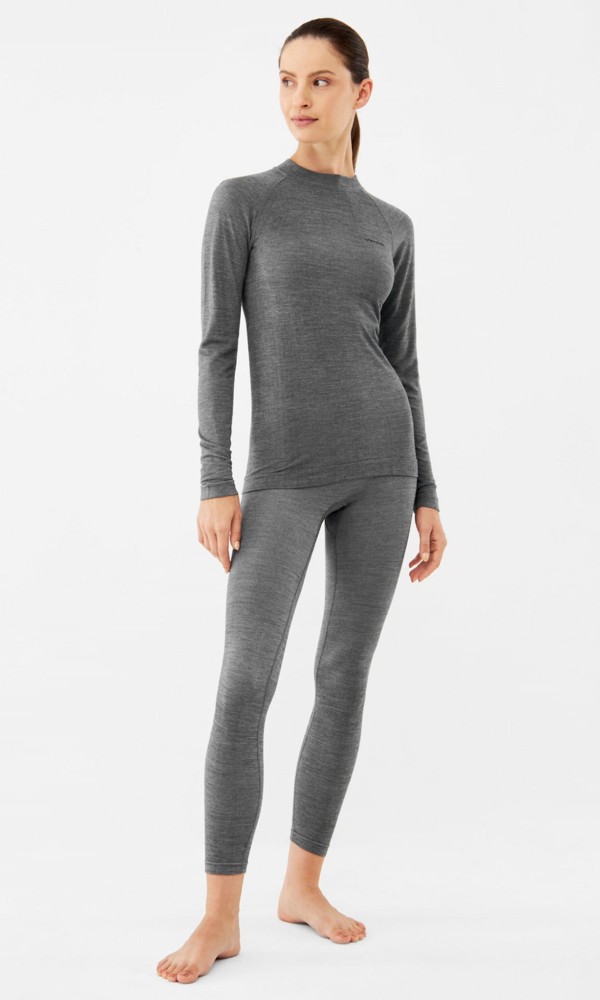 Komplet bielizny damskiej termoaktywnej z wełny merino i bambusa Viking Shuter 0800 szary