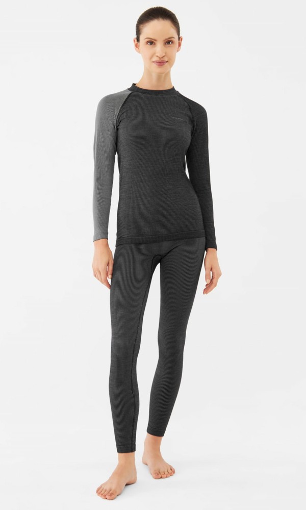 Komplet bielizny damskiej termoaktywnej z wełny merino i bambusa Viking Mounti 0800 grafitowy