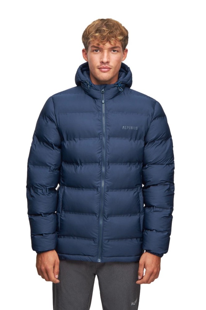 Kurtka puchowa męska z kapturem Alpinus Felskinn II granatowy
