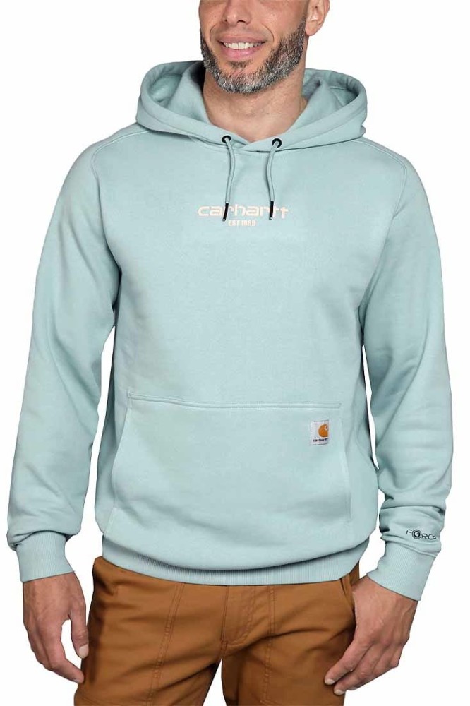 Bluza męska z kapturem Carhartt Force Lightweight Logo HA4 Blue Surf