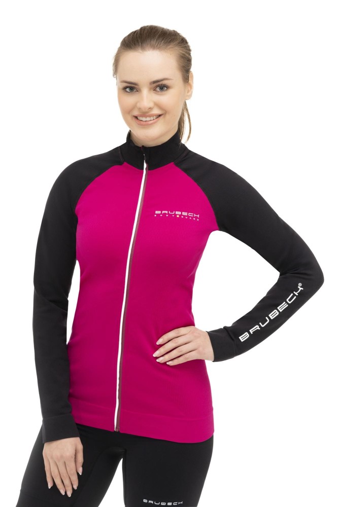 Bluza termoaktywna damska Brubeck Athletic LS13520 fuksjowy/czarny