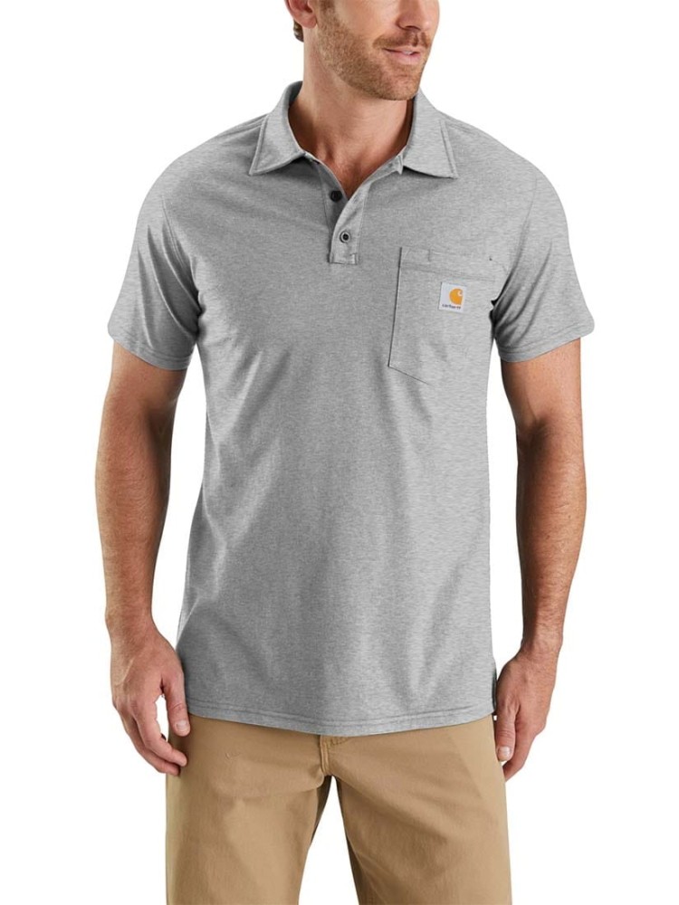 Koszulka męska polo Carhartt Force Midweight Pocket Heather Grey
