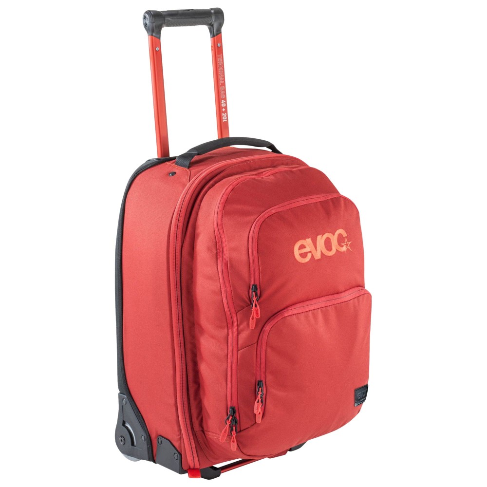 Walizka podróżna kabinowa z odpinanym plecakiem Evoc Terminal Bag 40L + 20L (37x38x55 cm) czerwony 401216512