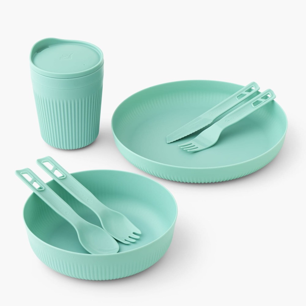 Zestaw naczyń turystycznych 7-częściowy dla jednej osoby Sea To Summit Passage Dinnerware Aqua Sea