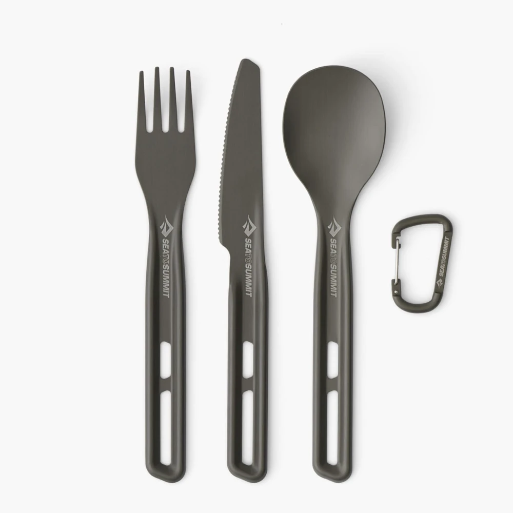 Zestaw sztućców turystycznych z aluminium 3-częściowy Sea To Summit Frontier Ultralight Cutlery Set Fork, Spoon & Knife