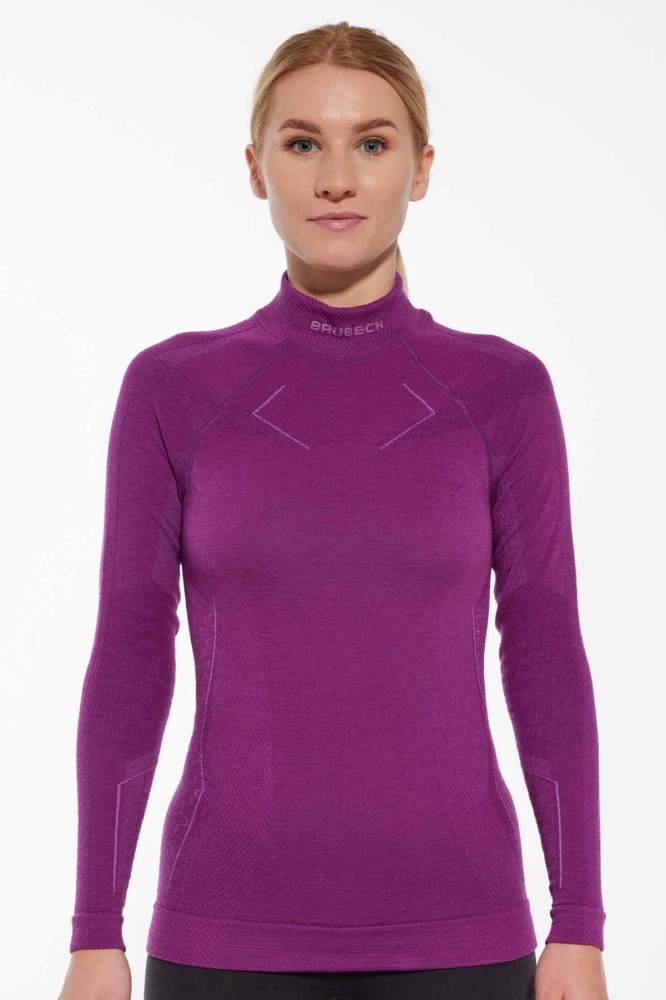 Bluza termoaktywna damska Brubeck Extreme Merino LS1665W fuksjowy