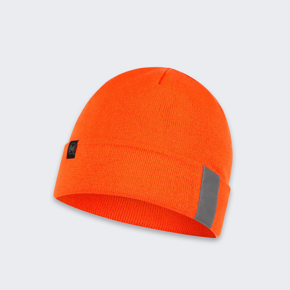 Czapka zimowa z elementem odblaskowym Buff Safety Knited & Polar Solid Orange Fluor